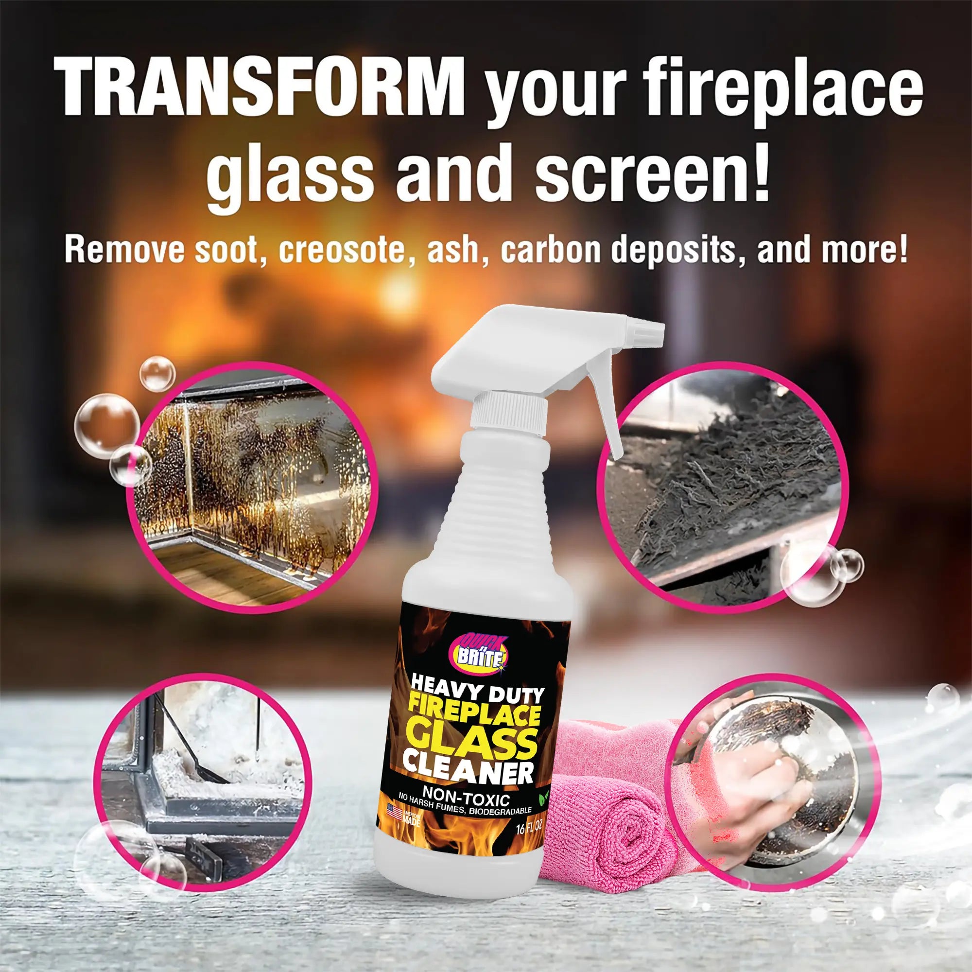 Quick ’n Brite Fireplace Glass Cleaner